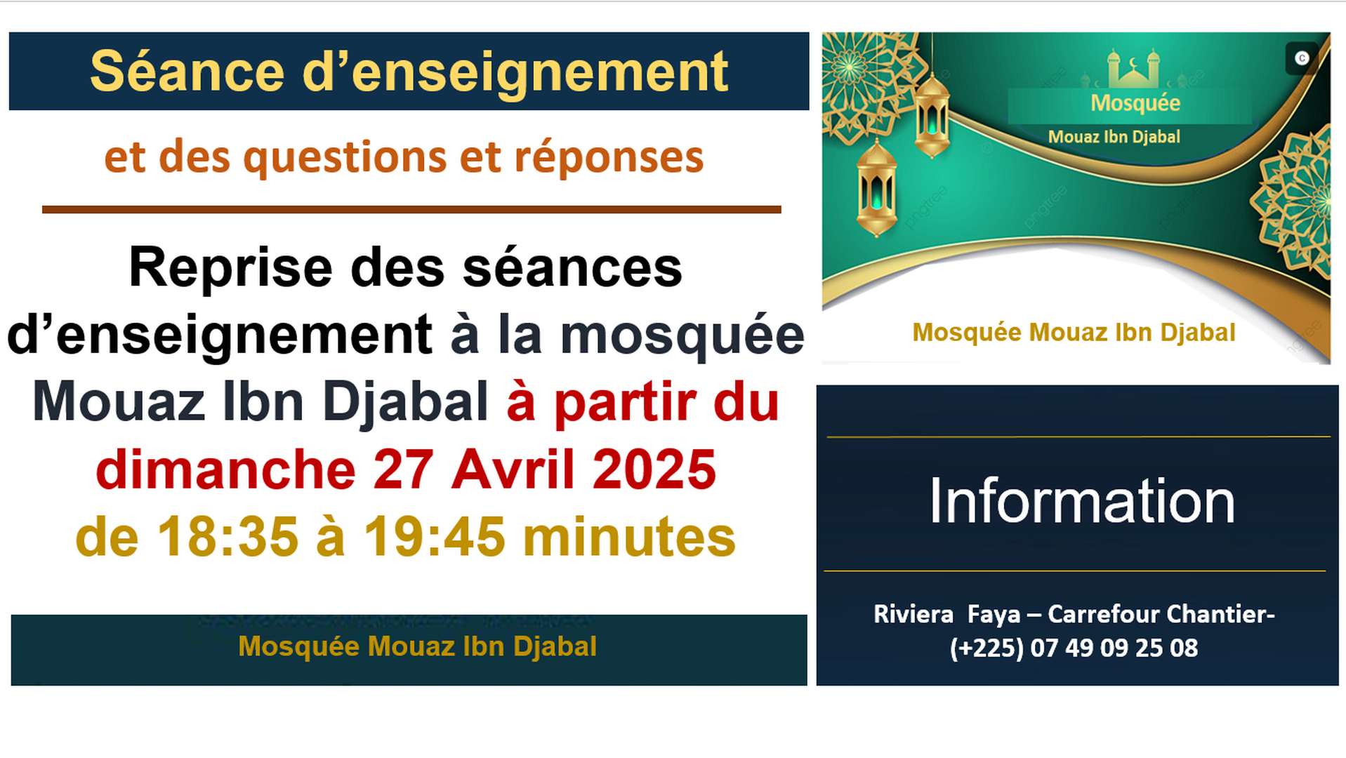 Reprise des séances d’enseignement