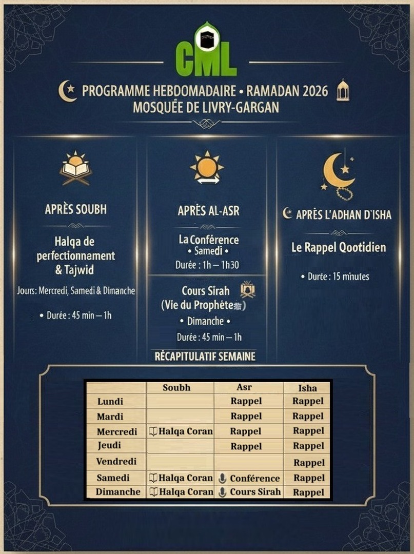 PROGRAMME HEBDOMAIDRE - RAMADAN