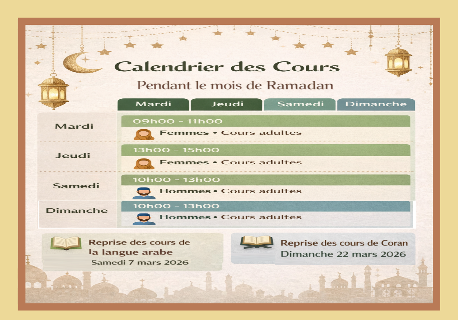 Calendrier 2025 - 26