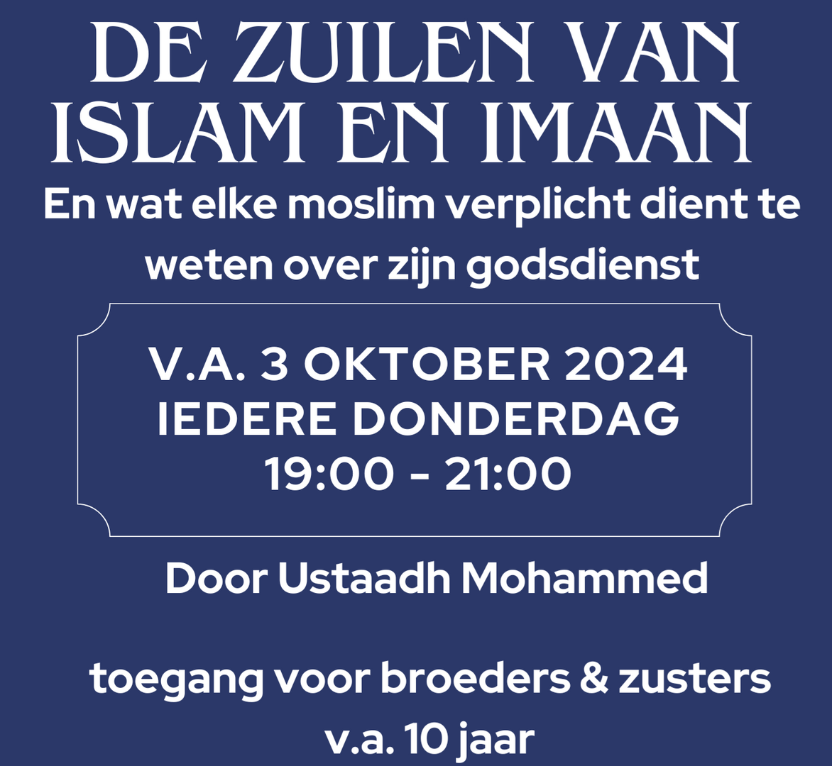Islaamlessen vanaf 3 okt
