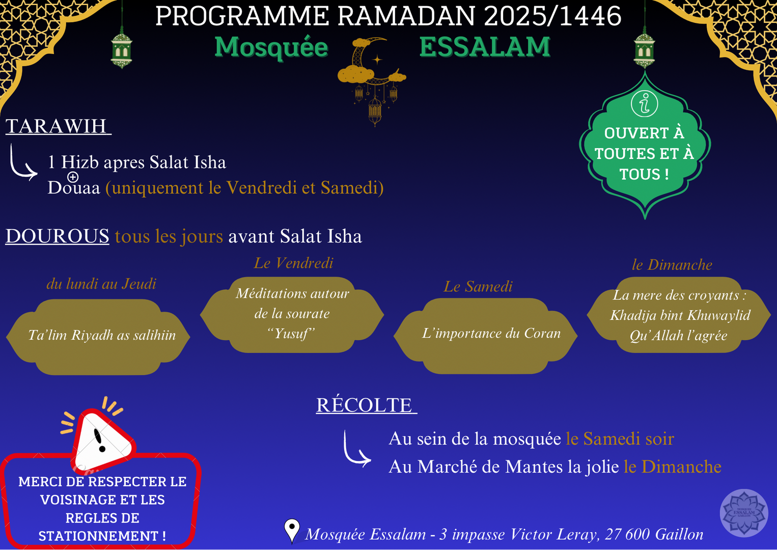 PROGRAMME RAMADAN 2025/1446