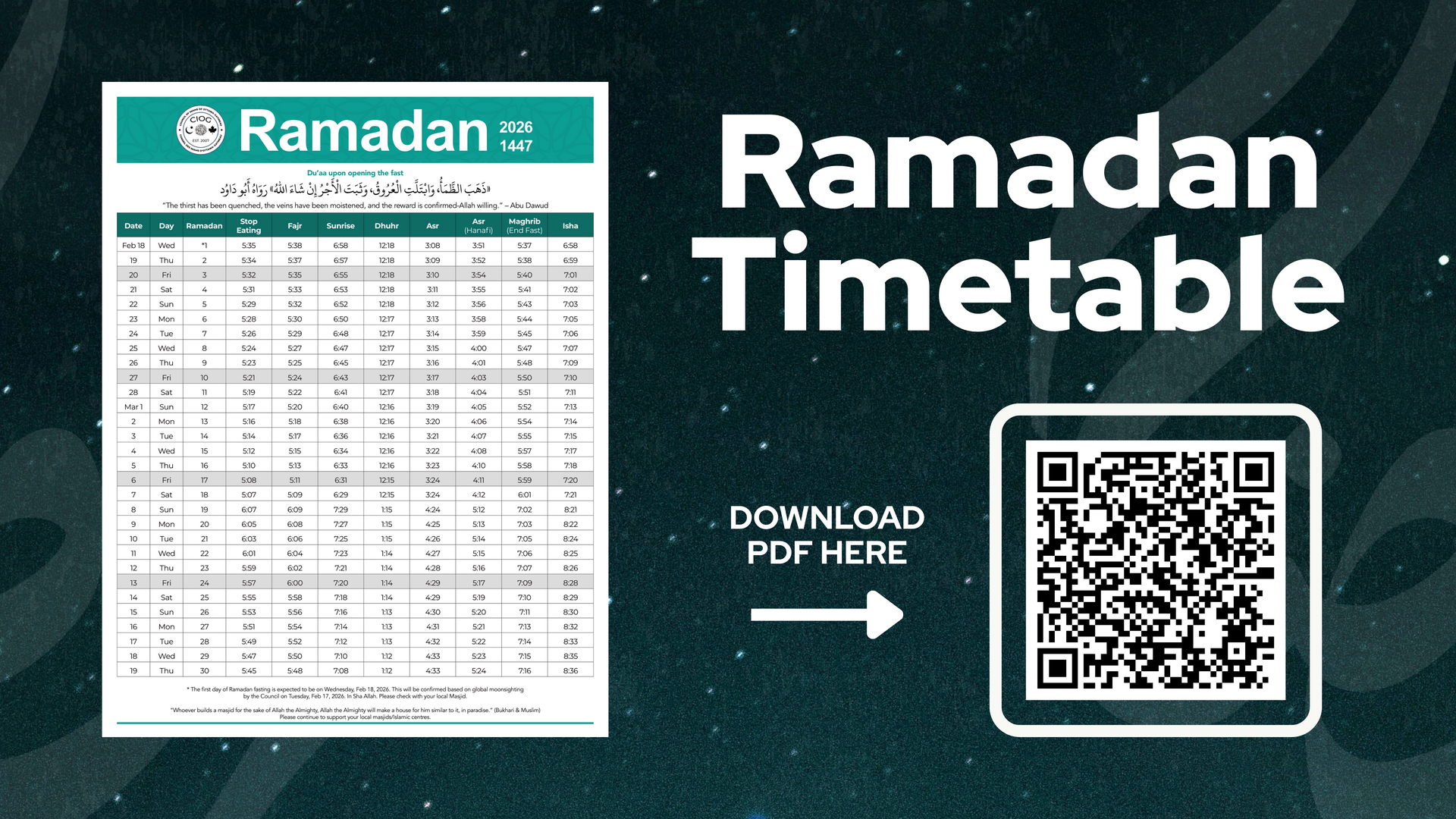 Ramadan Timetable
