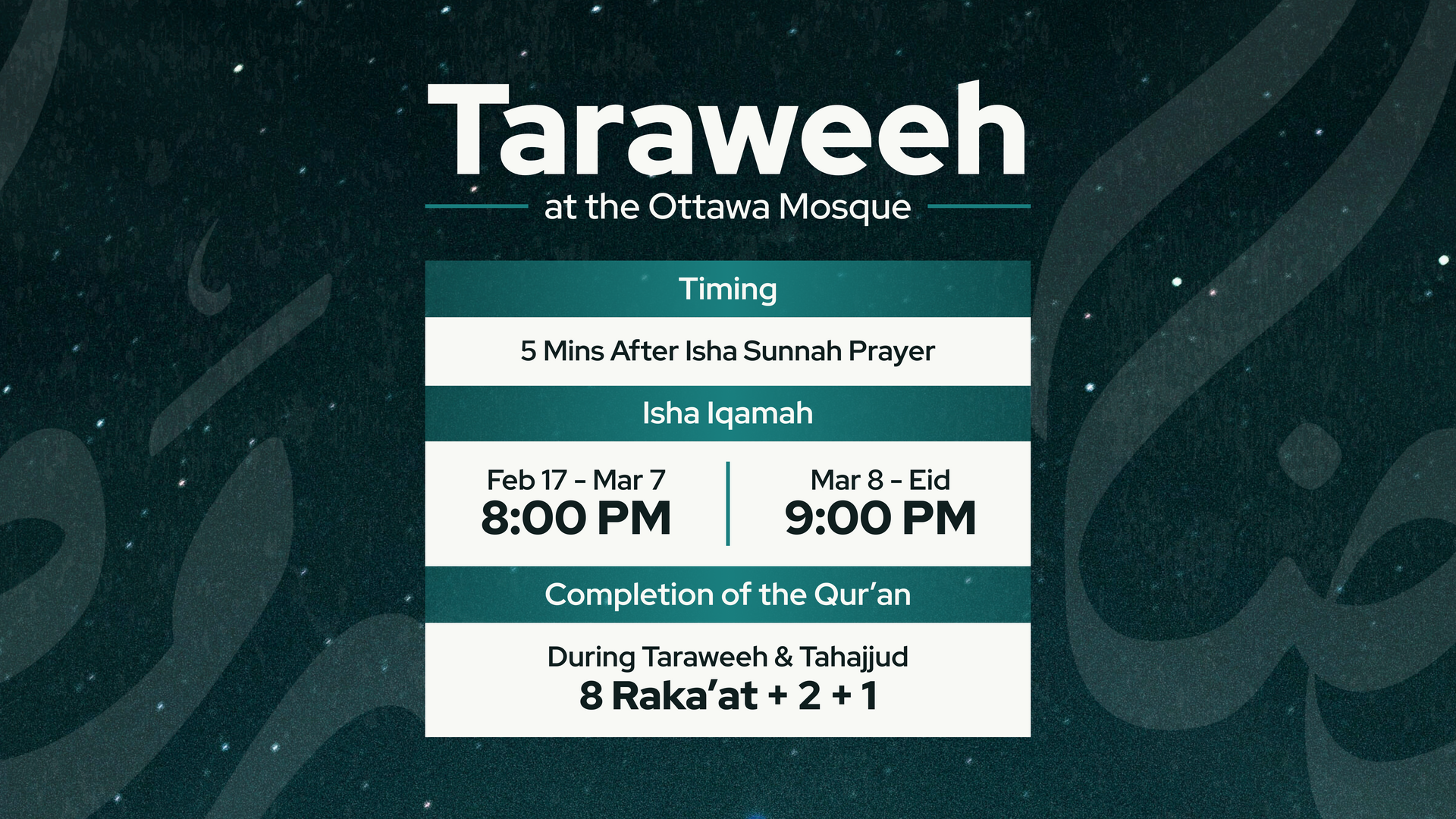 Taraweeh at OMA