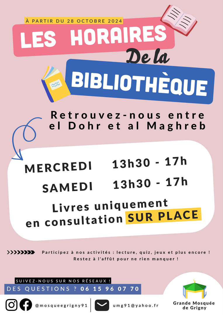 Horaires Bibliothèque à partir du 28/10