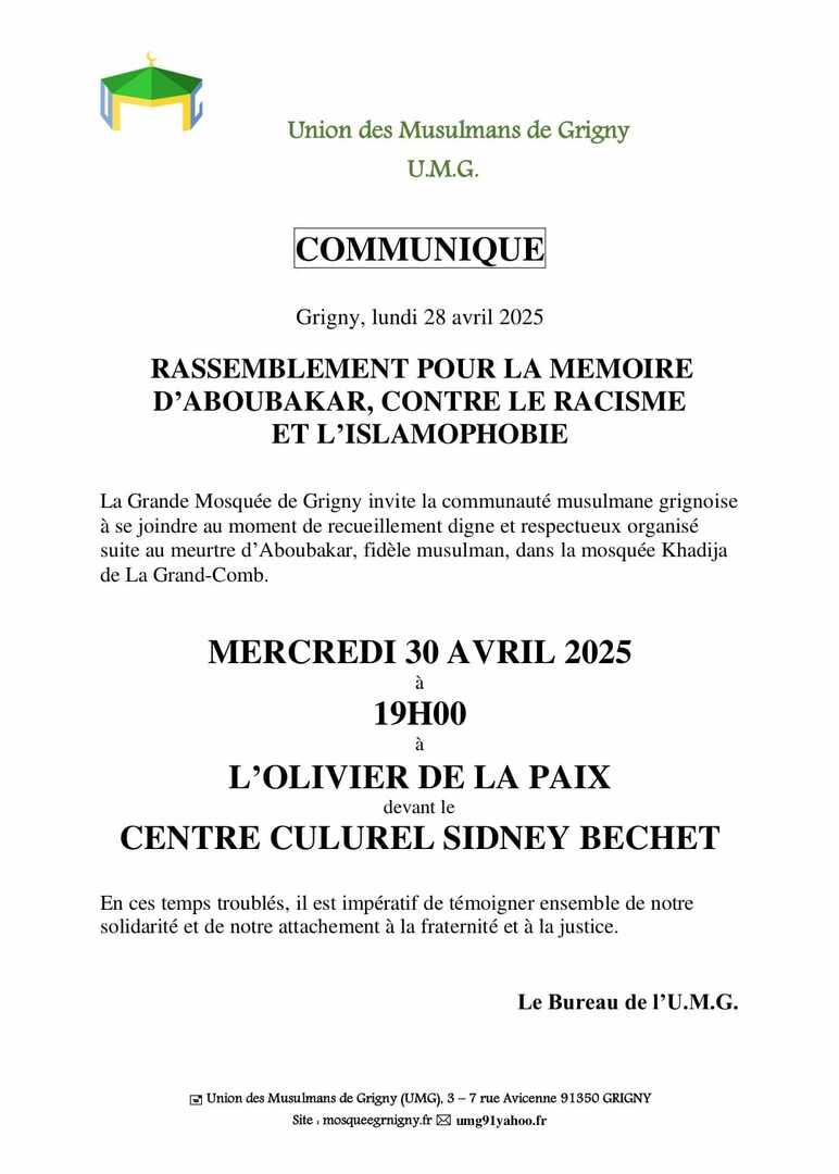 Rassemblement à la mémoire de Aboubakar