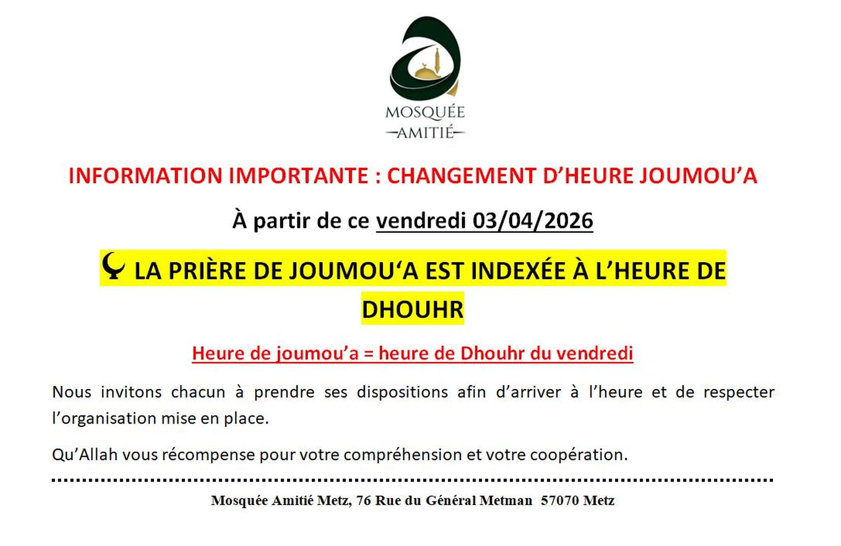HEURE DE JOUMOU'A