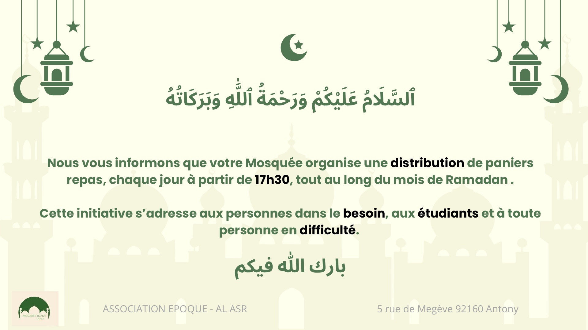 Distribution de paniers repas