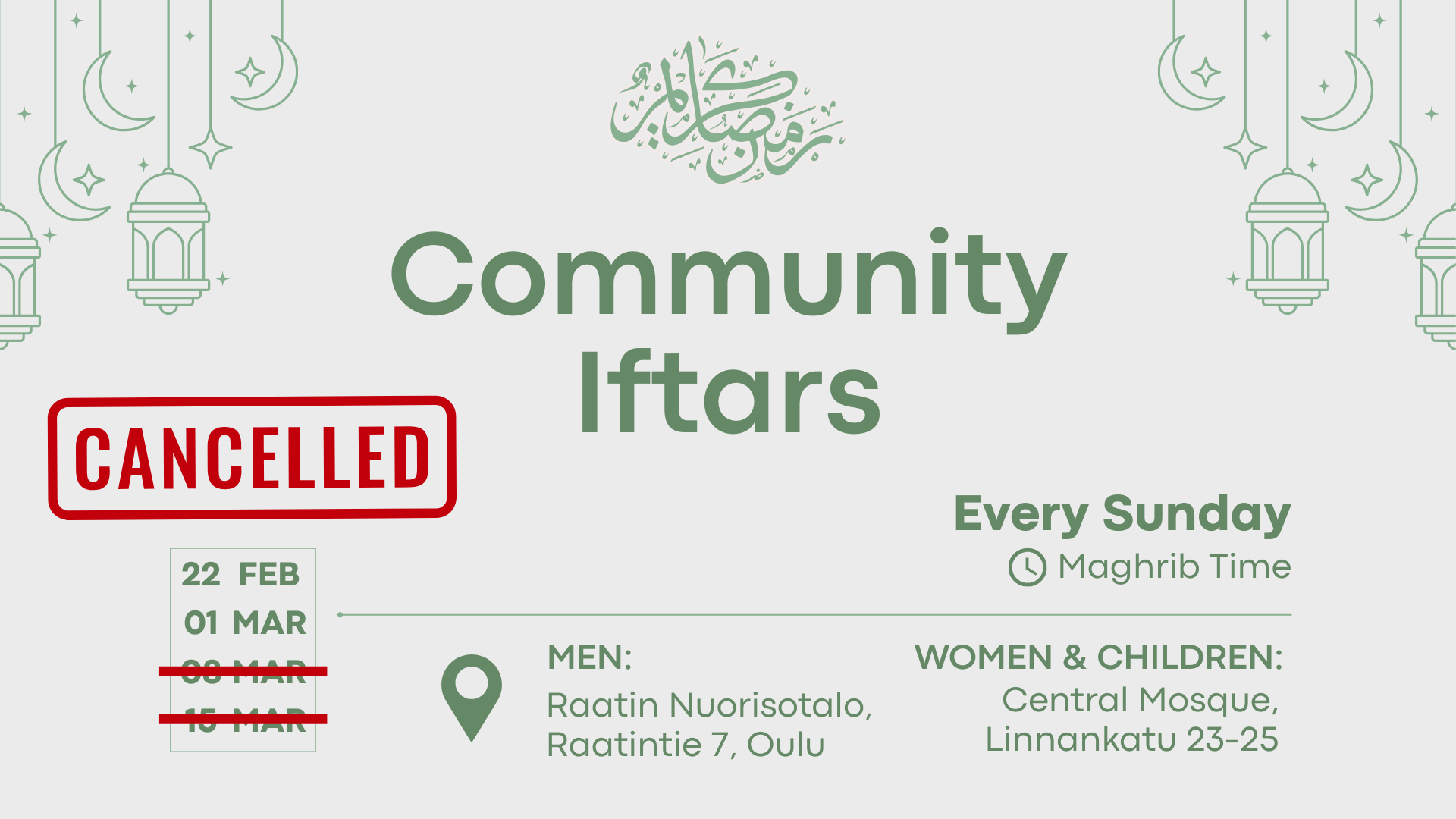 [CANCELLED] COMMUNITY IFTARS BY PSIY