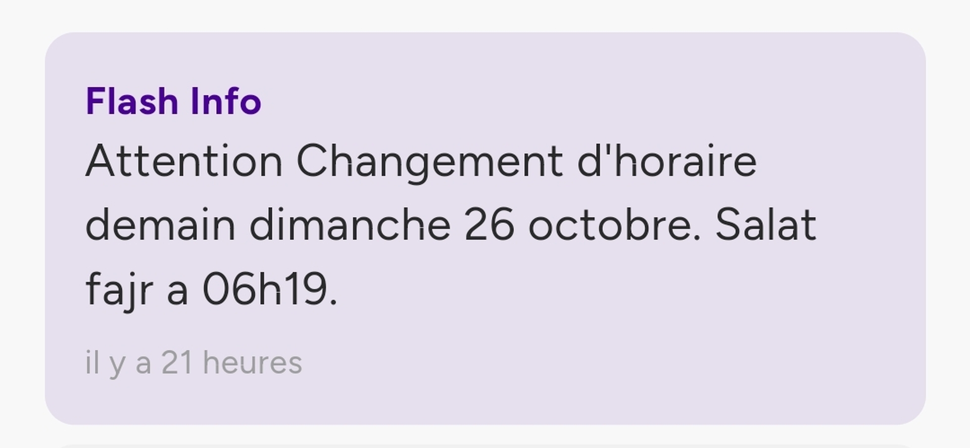 Changement horaire