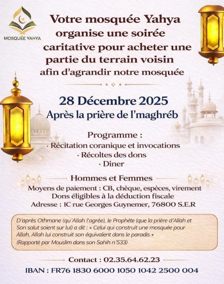 Soiree caritative masjid Yahya 28/12