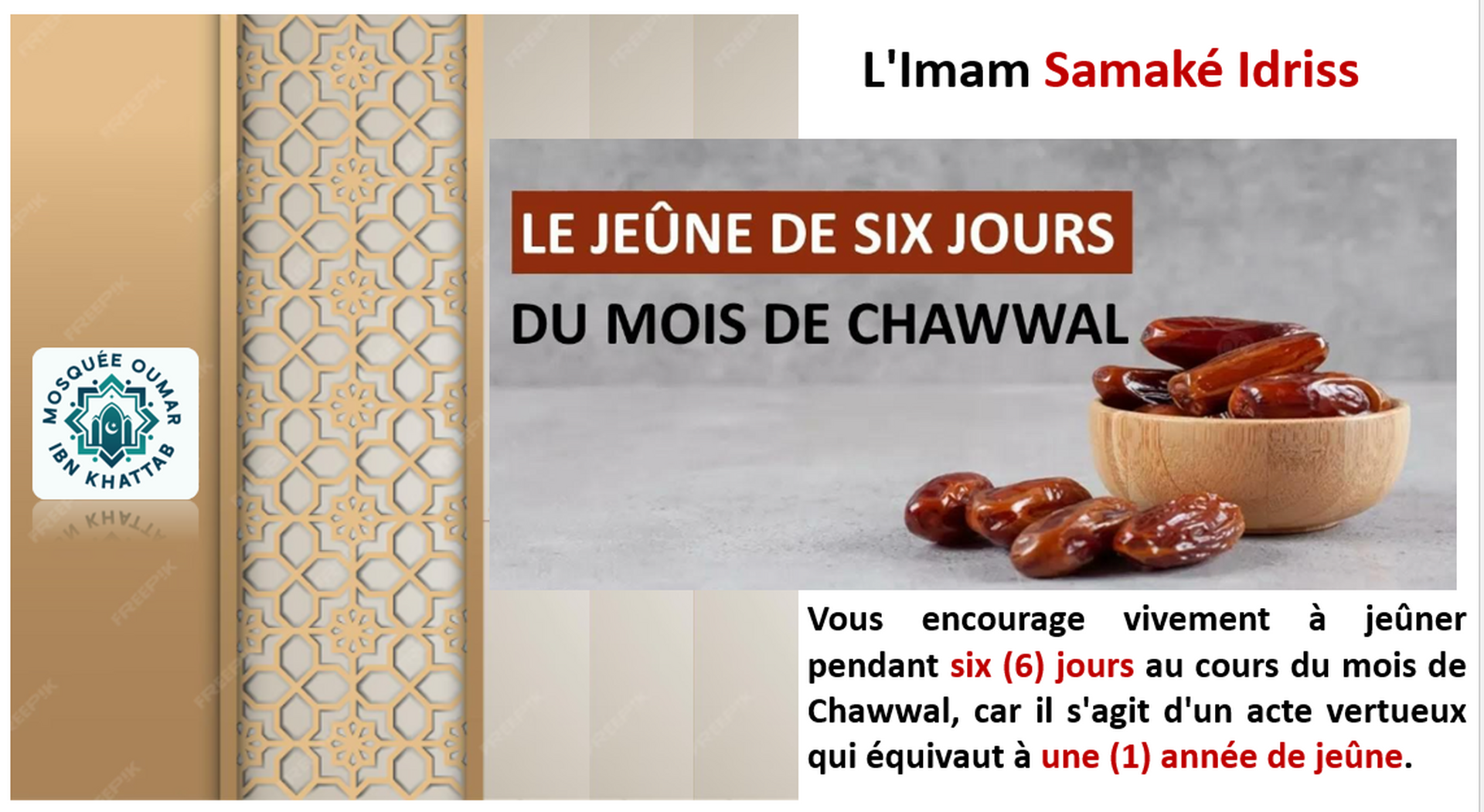 Jeûne 6 jours de Chawwal
