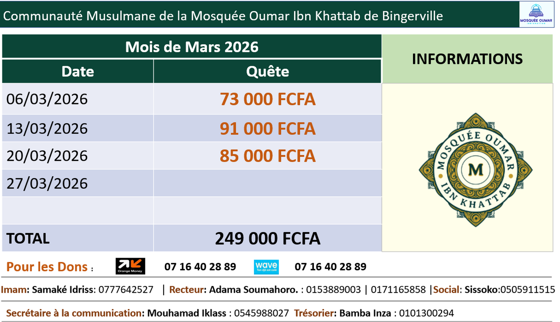 Quête - Semaine 3- Mars - Omar