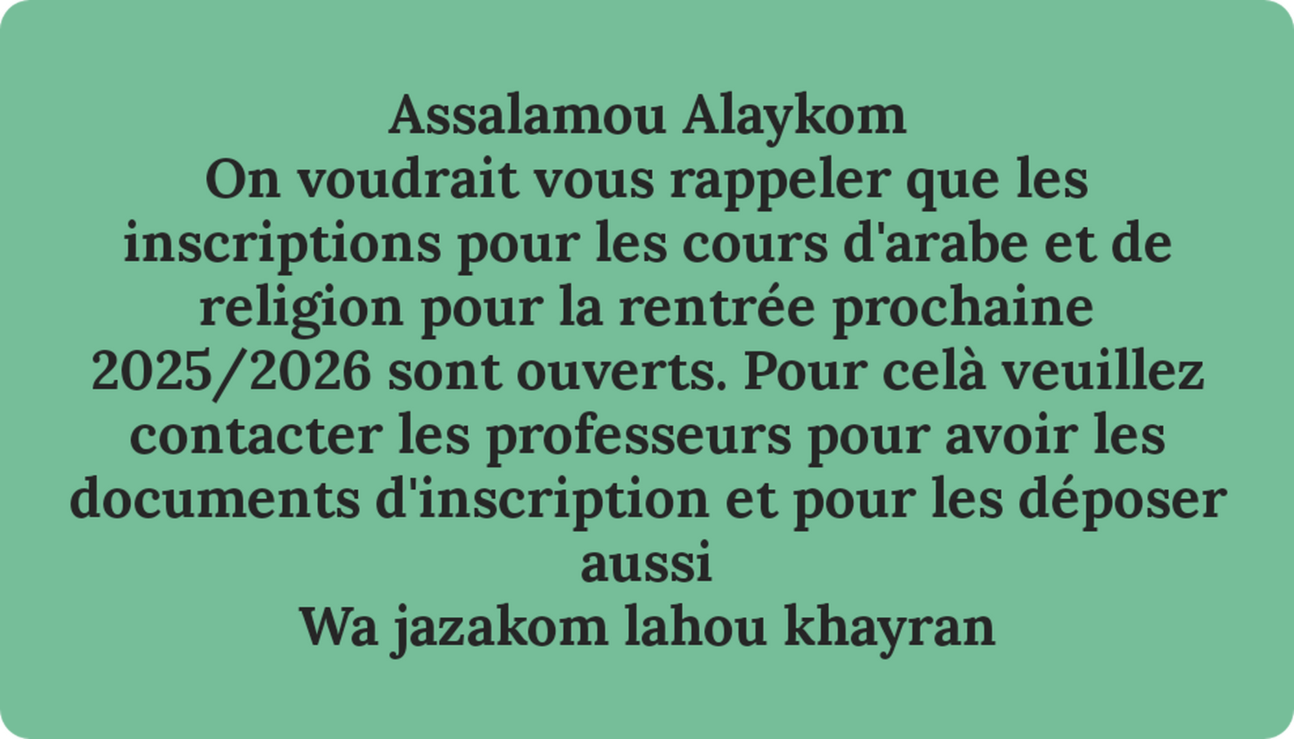 Cours d'arabe