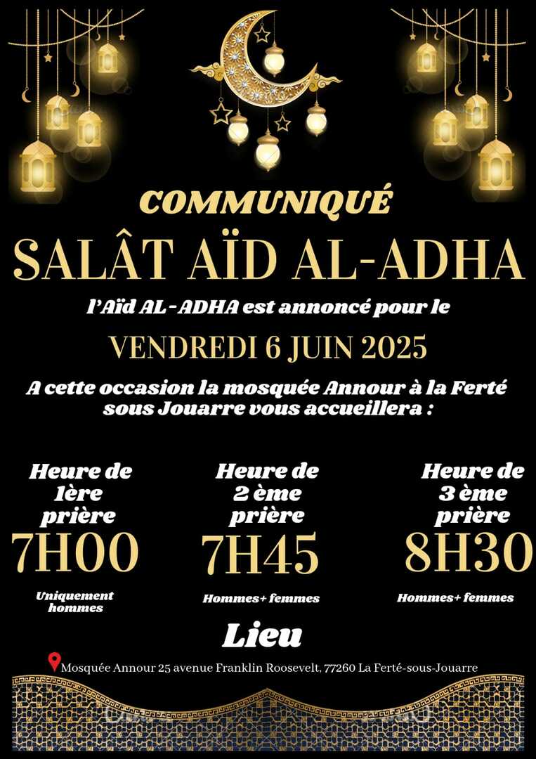 Comuniqué Aïd el Adha 2025