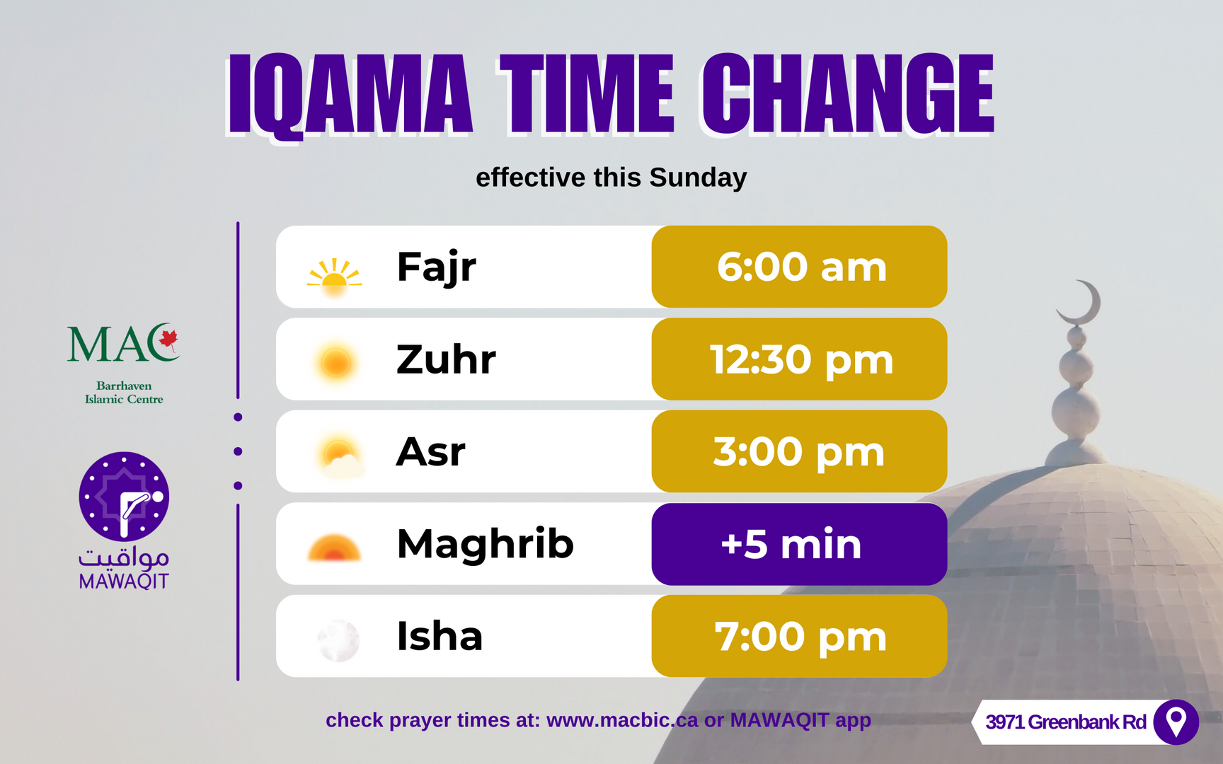 Iqama Time Change | 2025-11-02 | DLS