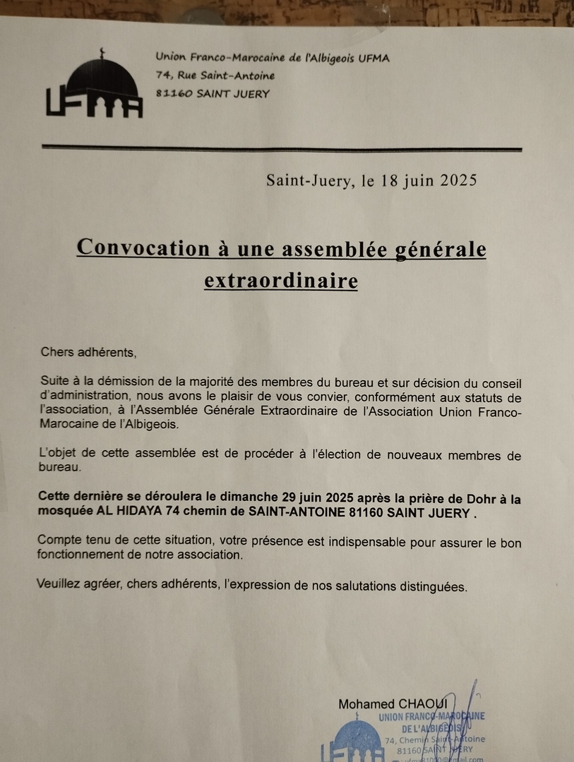 Convocation de l'assemblée générale