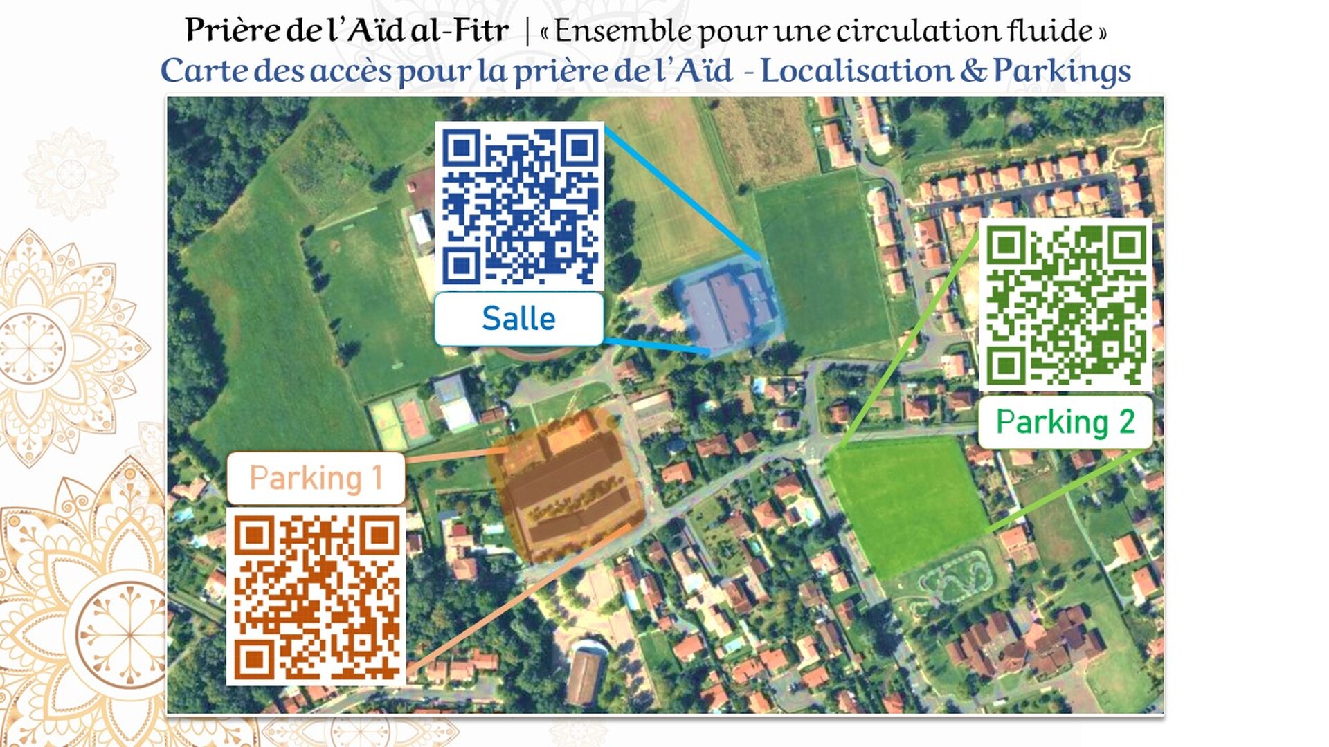 Carte des accès pour la prière de l’Aïd