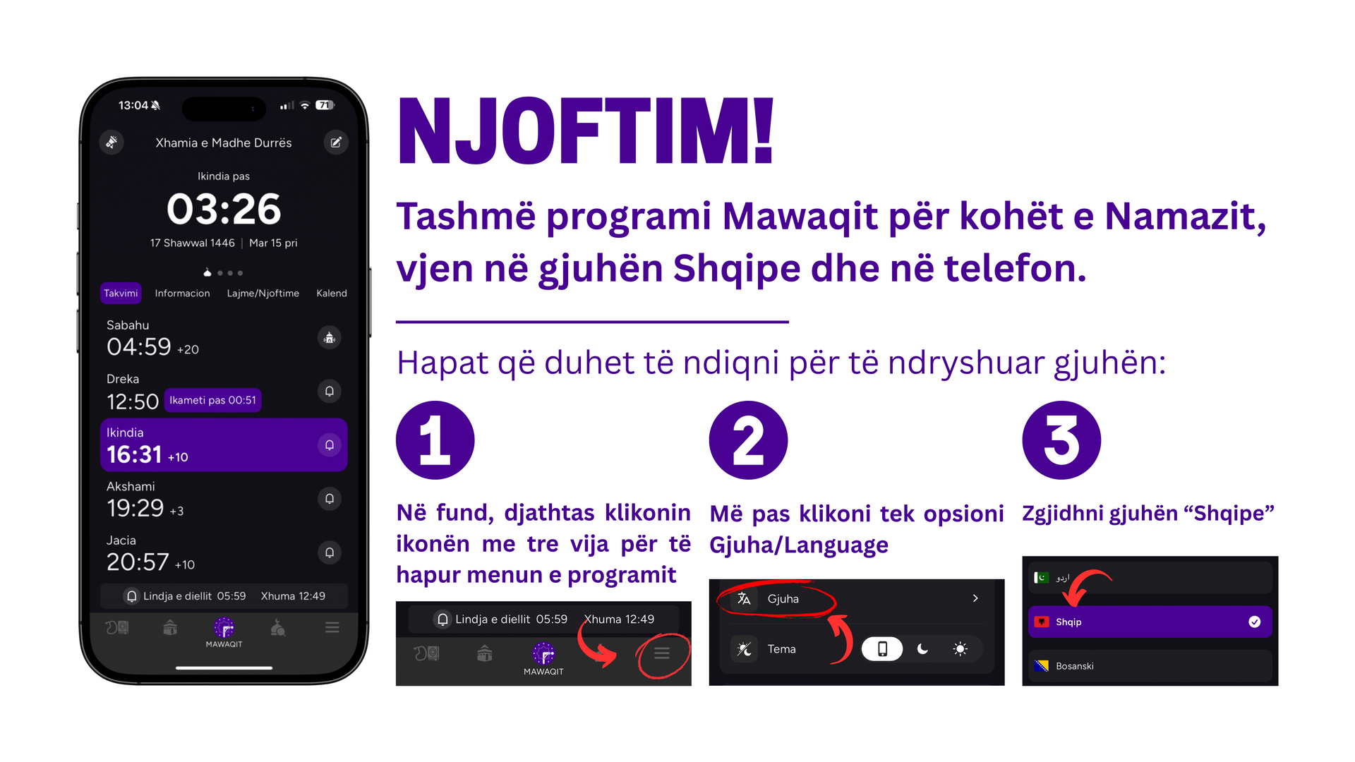 Mawaqit ne gjuhën Shqipe