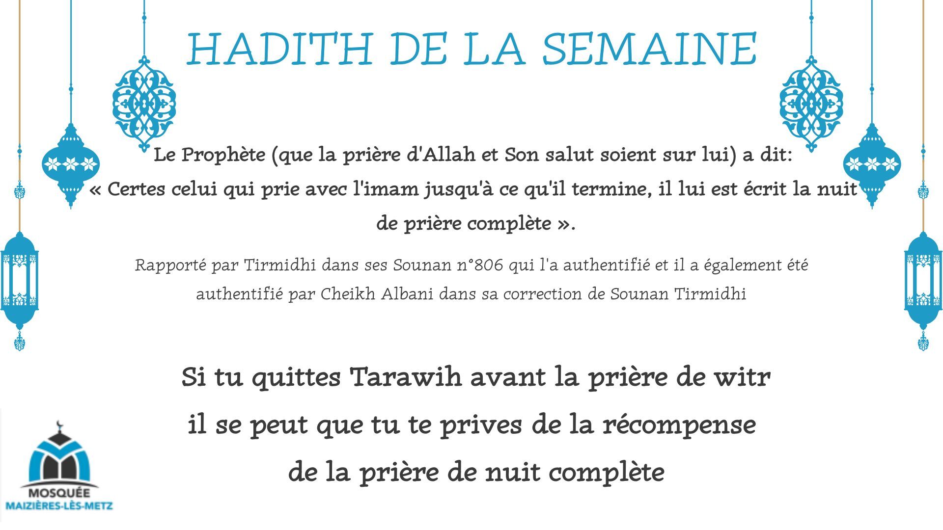 Hadith de la semaine
