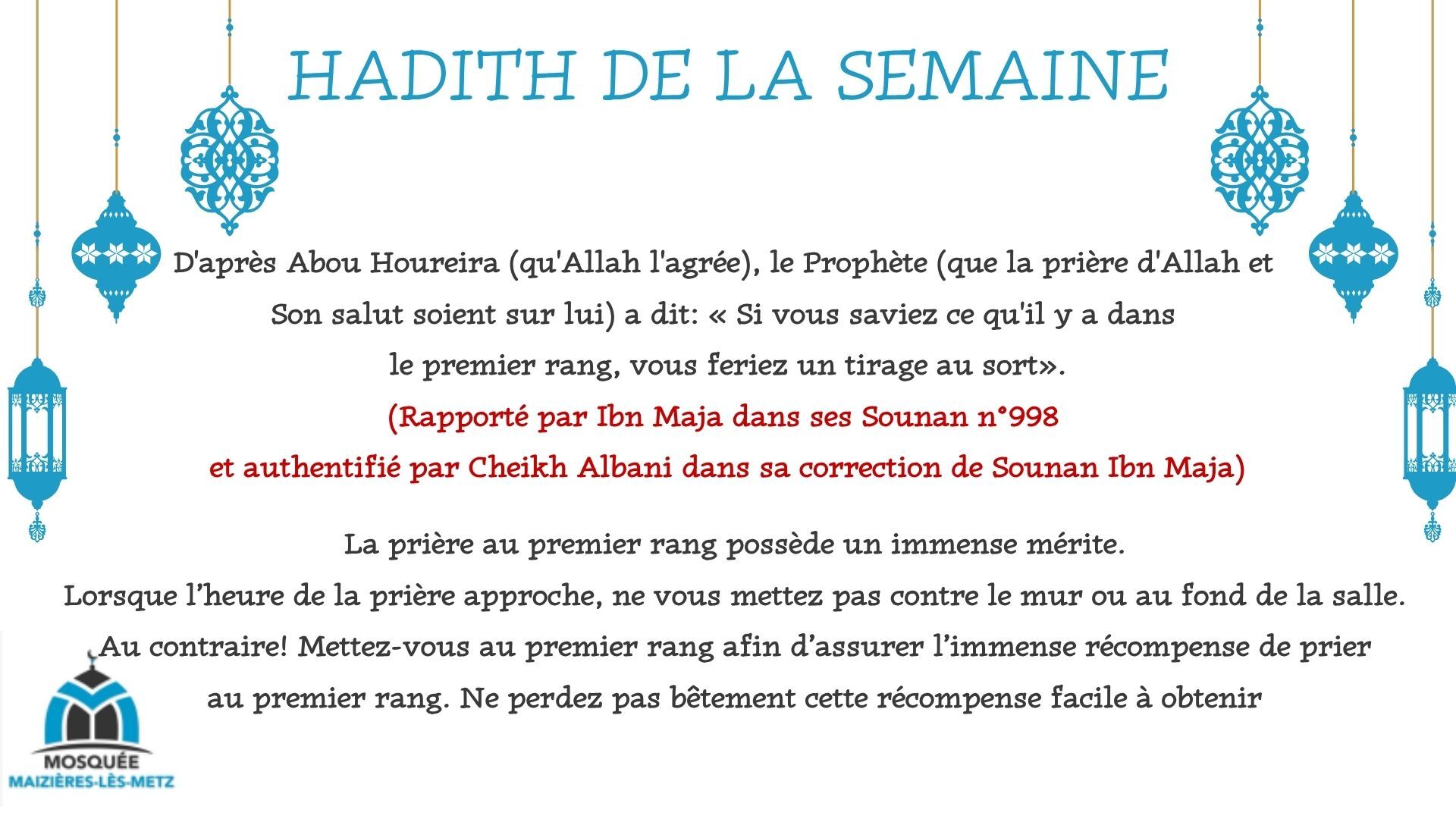 Hadith de la semaine