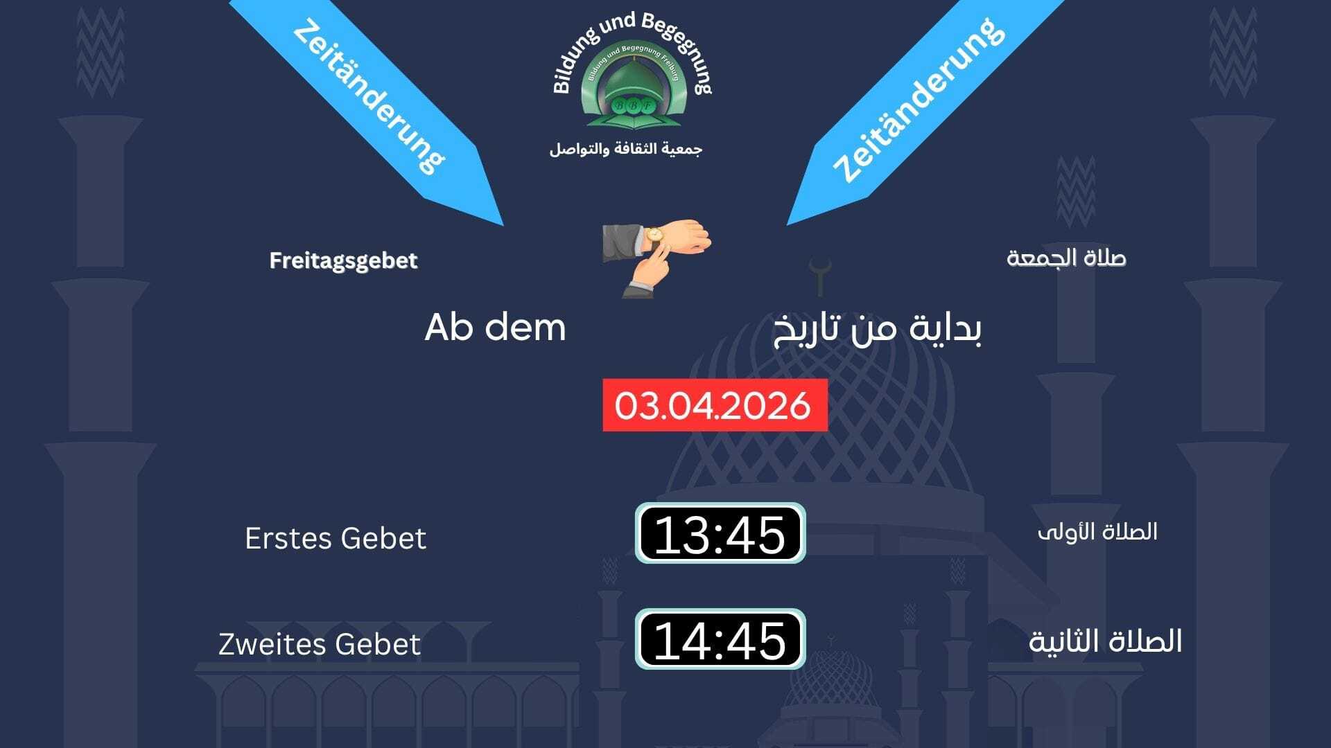 Zeitänderung Freitagsgebet