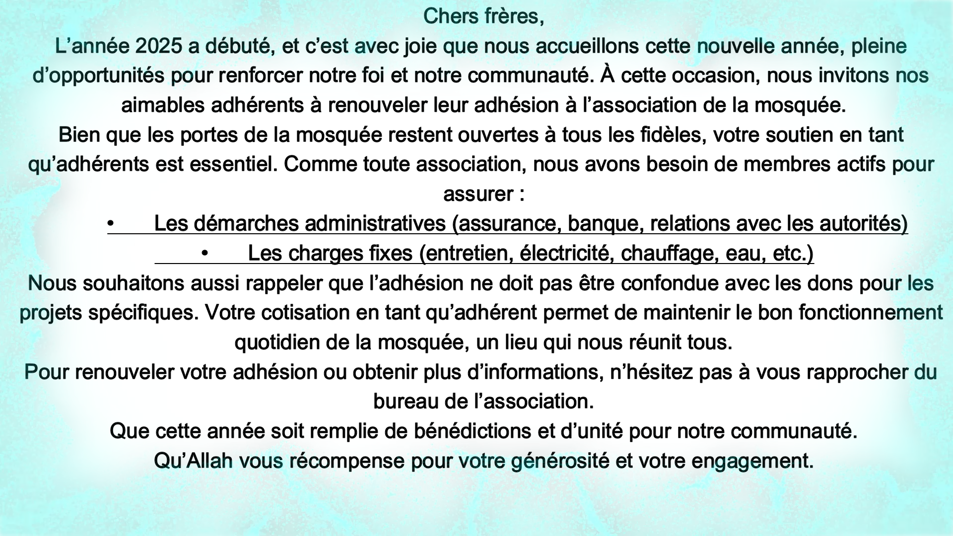 Invitation à renouveler l'adhésion