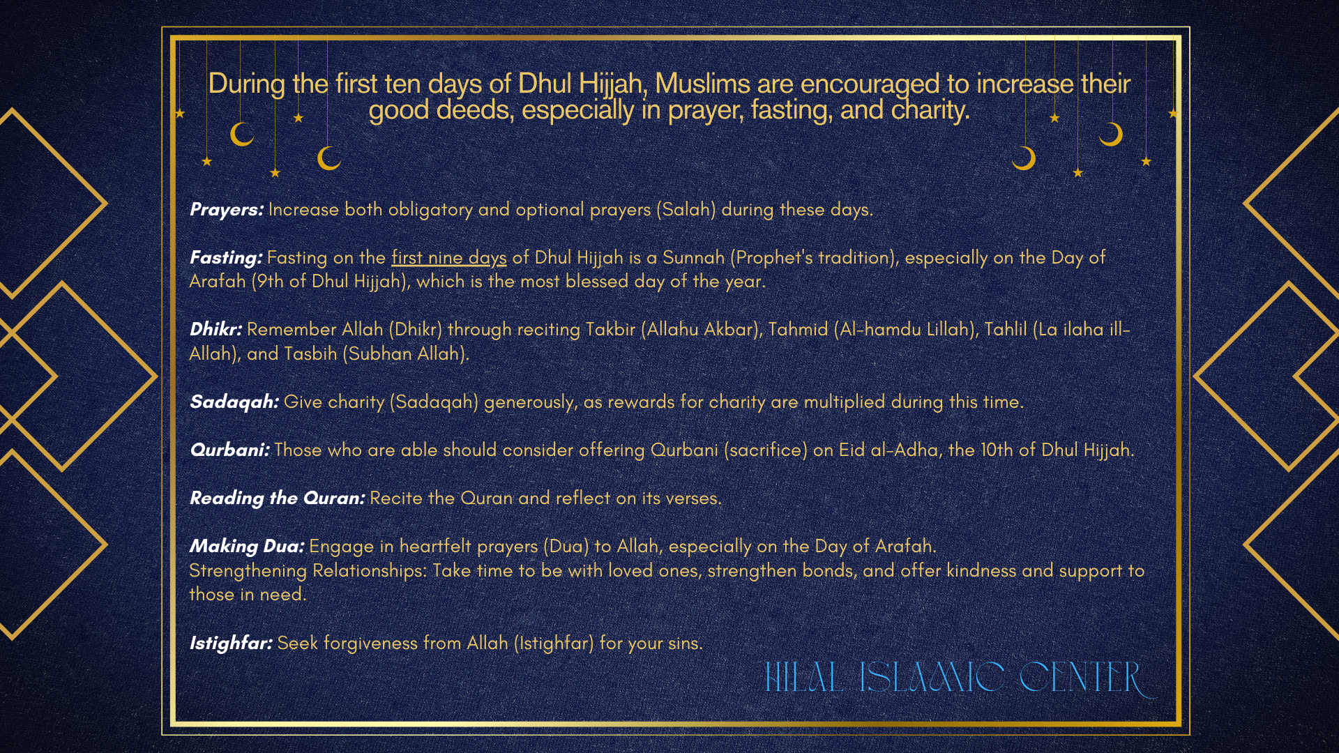 First ten days of Dhul Hijjah
