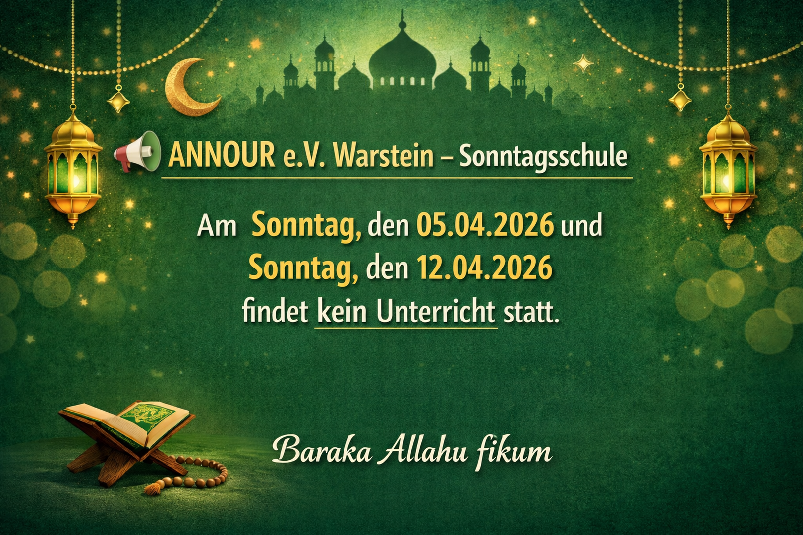 Sonntagsschule 5. Und 12. April 2026