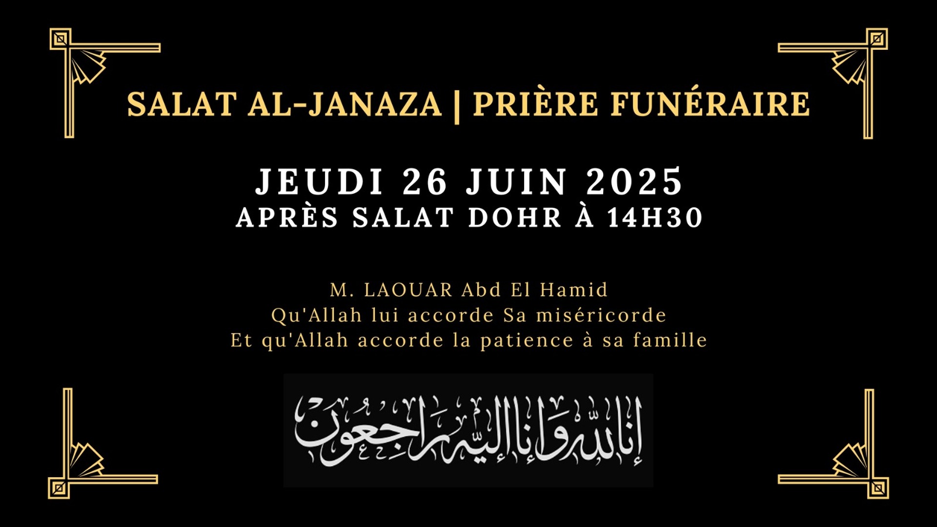 Salat Aljanaza - Prière Mortuaire