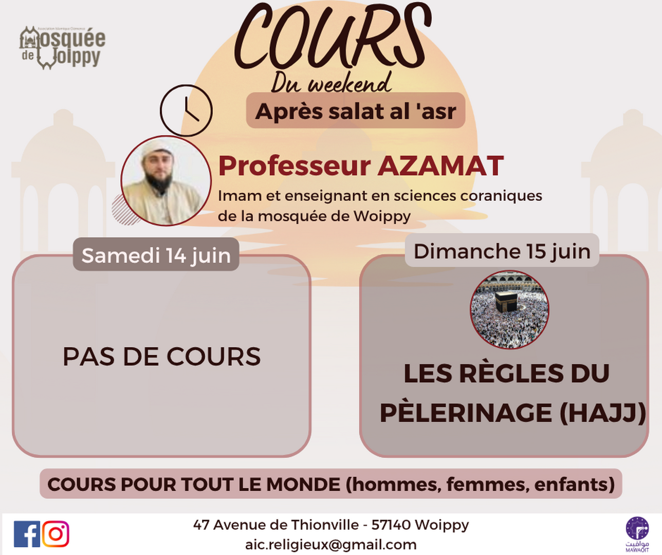 COURS DU WEEK END