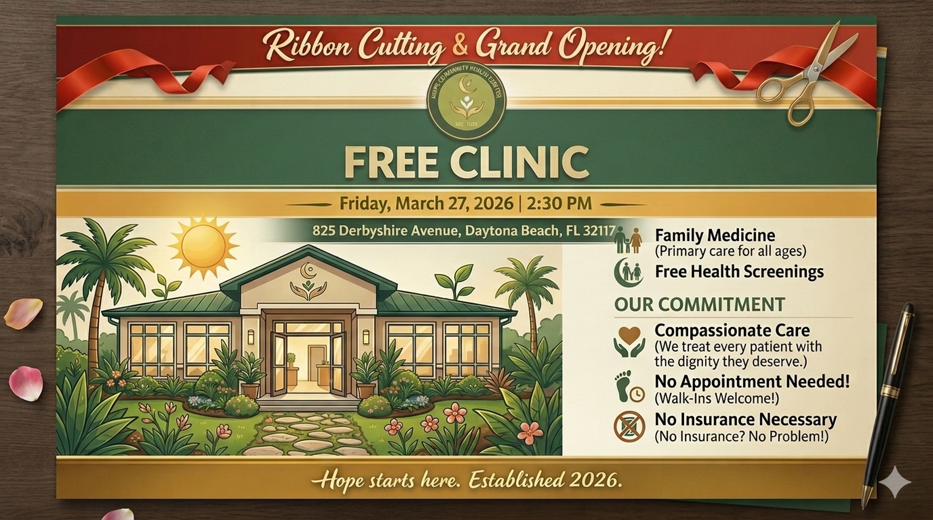 Free Clinic Opening 03/27/2026
