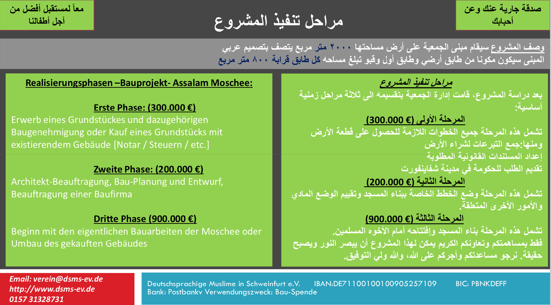 مراحل تنفيذ مشروع بناء مسجدنا