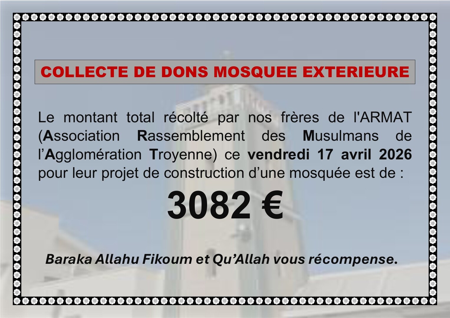 Collecte Mosquée Extérieure
