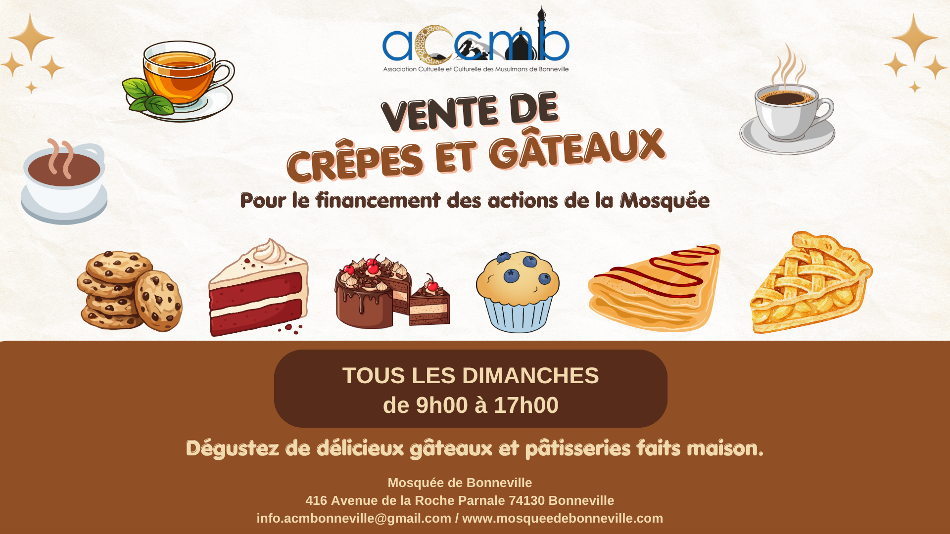 Vente de gâteaux tous les dimanches