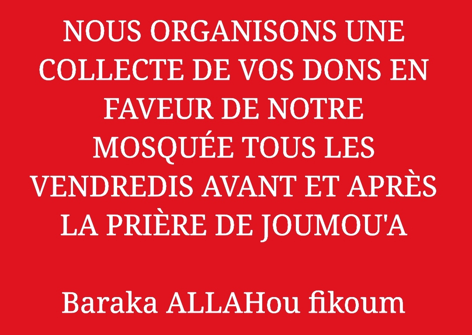 COLLECTE ACQUISITION MOSQUÉE