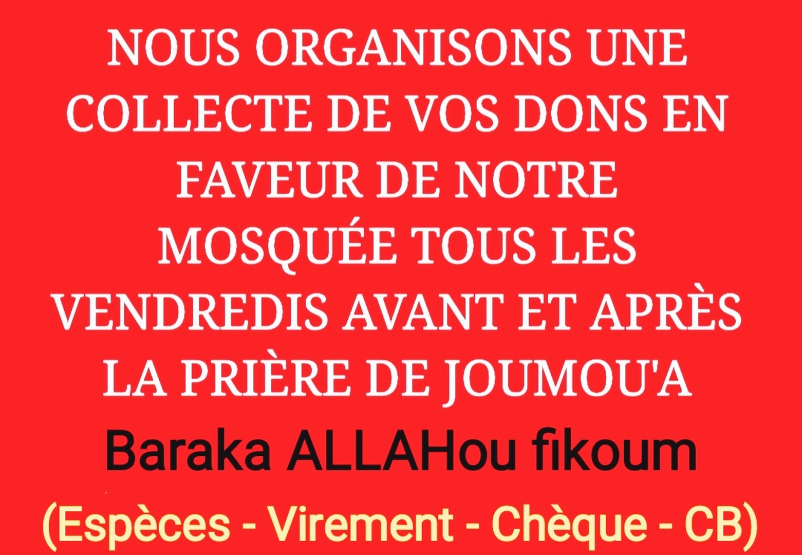 COLLECTE HEBDOMADAIRE VENDREDI