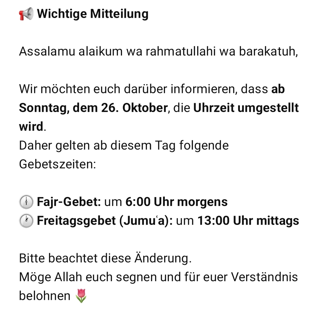 Achtung - Zeitumstellung