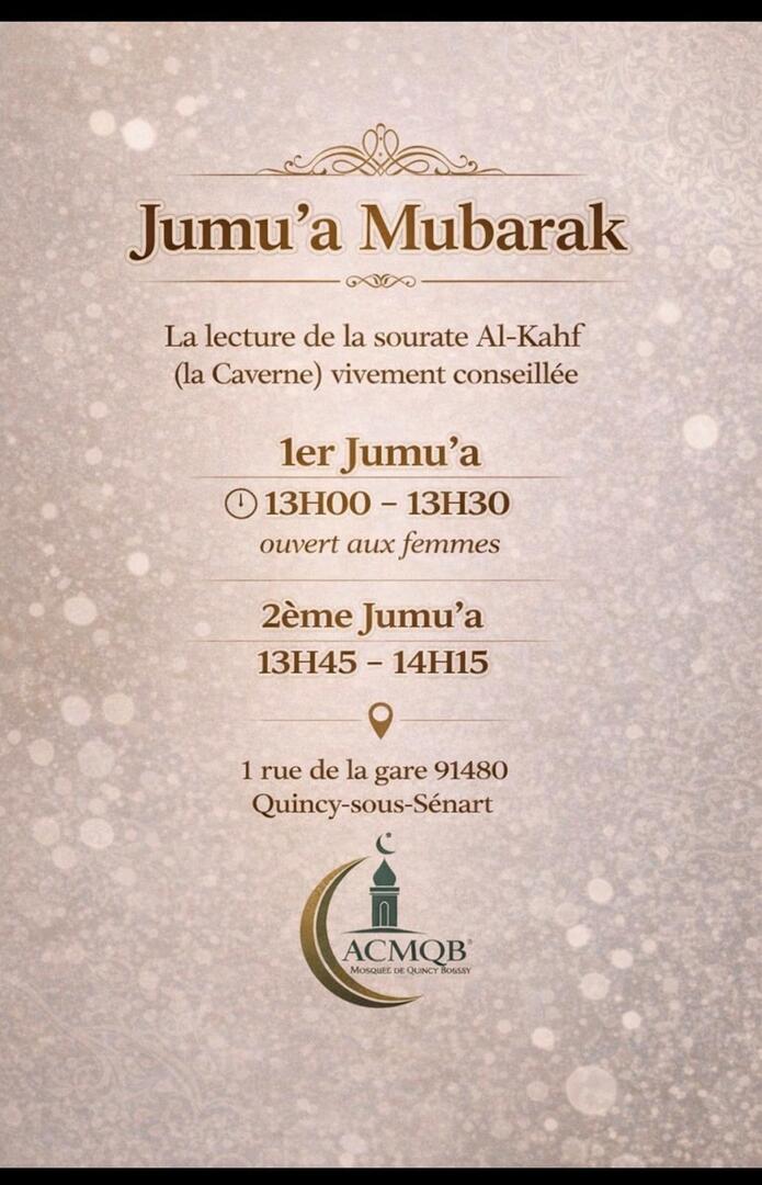 Horaires de djoumouha - heure été 2026