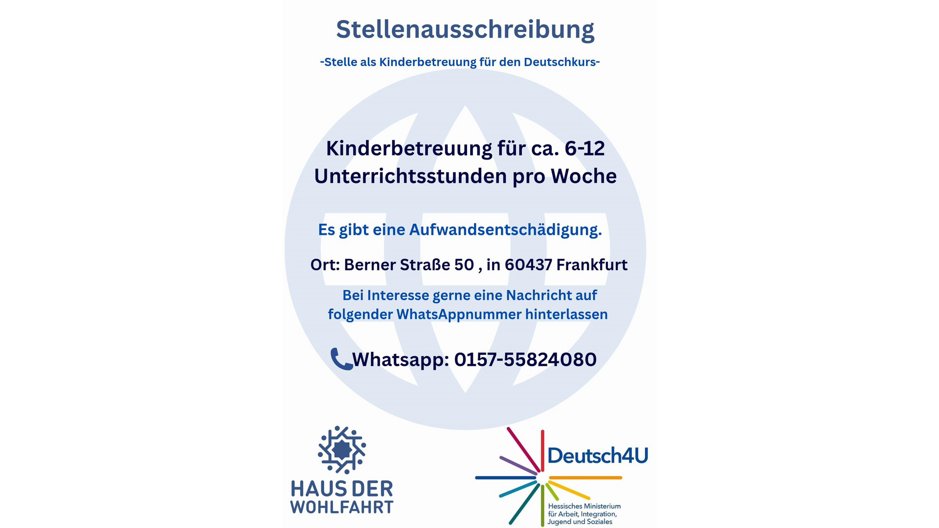 Stellenanzeige Kinderbetreuung (HDW)