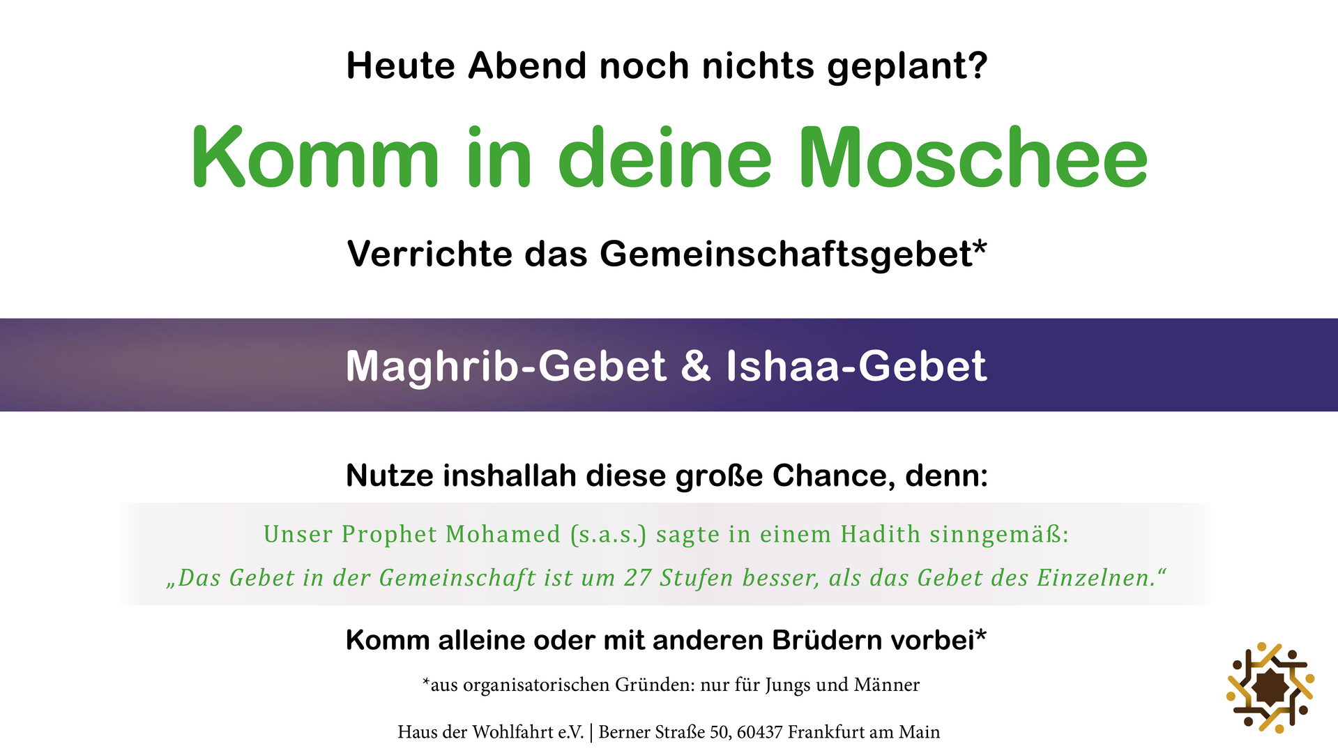 nur Brüder: Komm täglich vorbei (HDW)