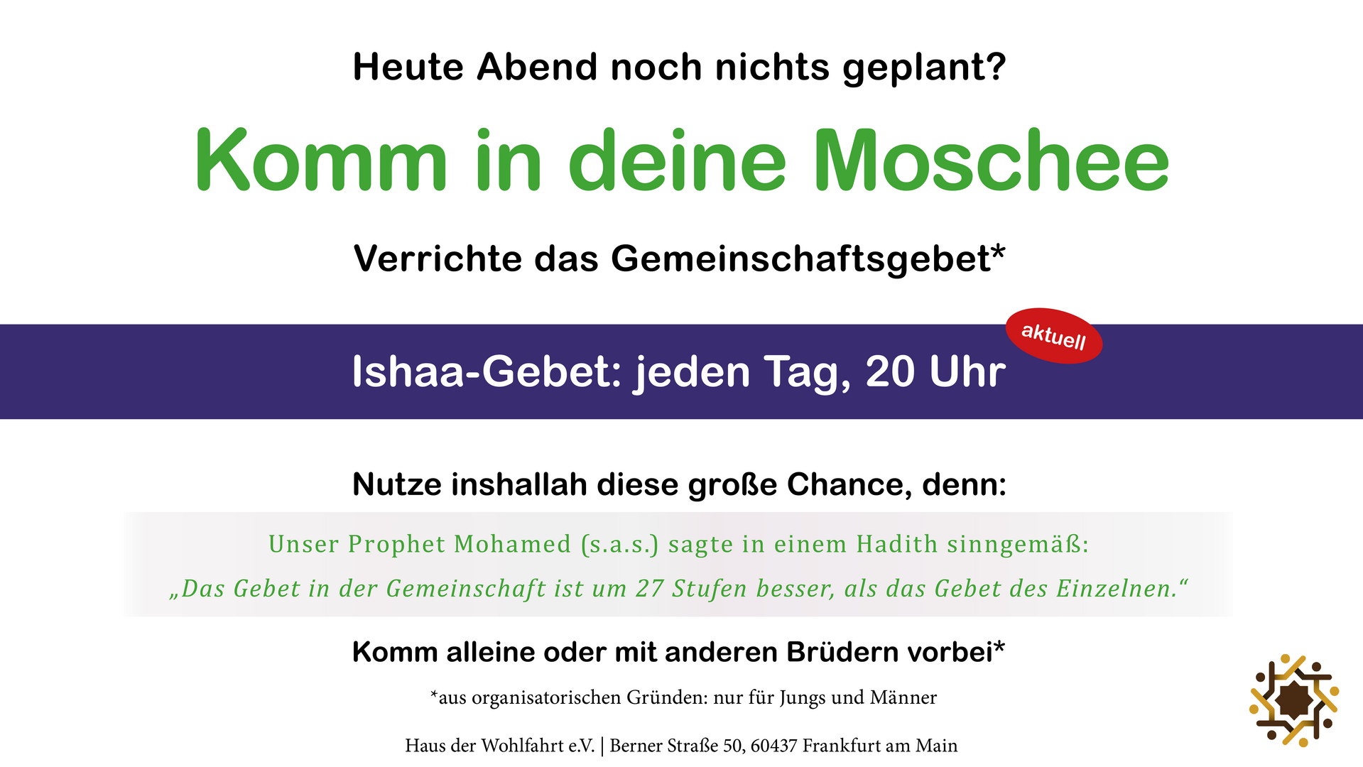 nur Brüder: Komm täglich um 20 Uhr (HDW)