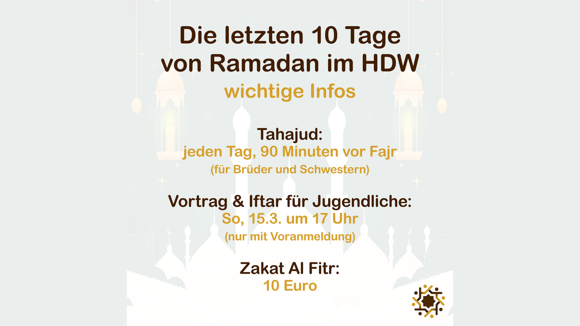 Letzte 10 Tage: wichtige Infos (HDW)