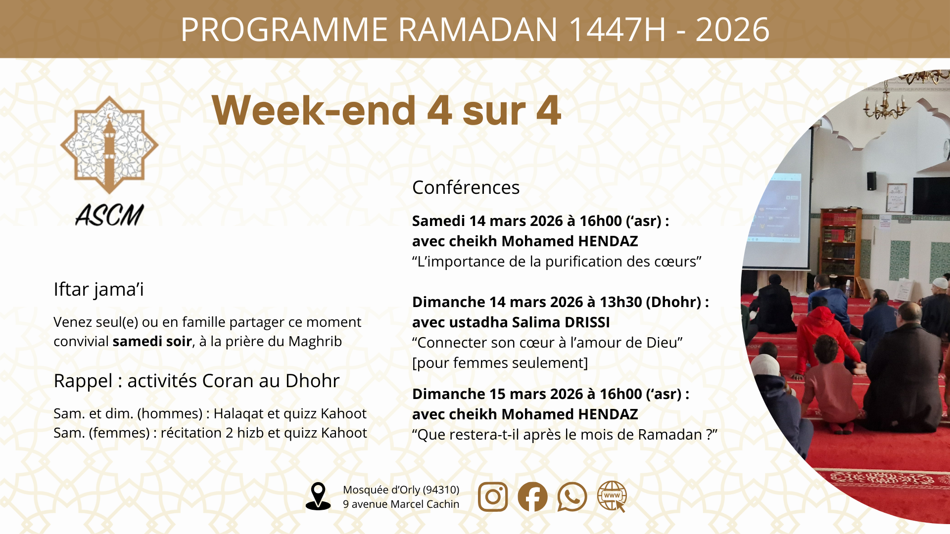 Programme Ramadan WE 4 sur 4