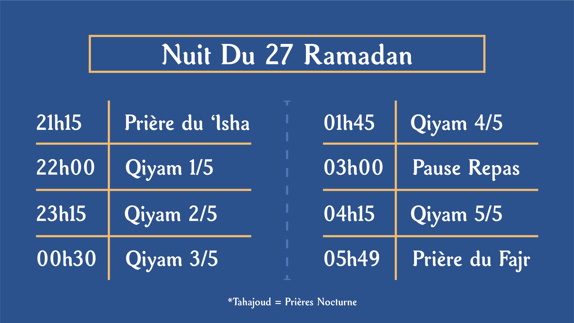 Programme nuit du 27