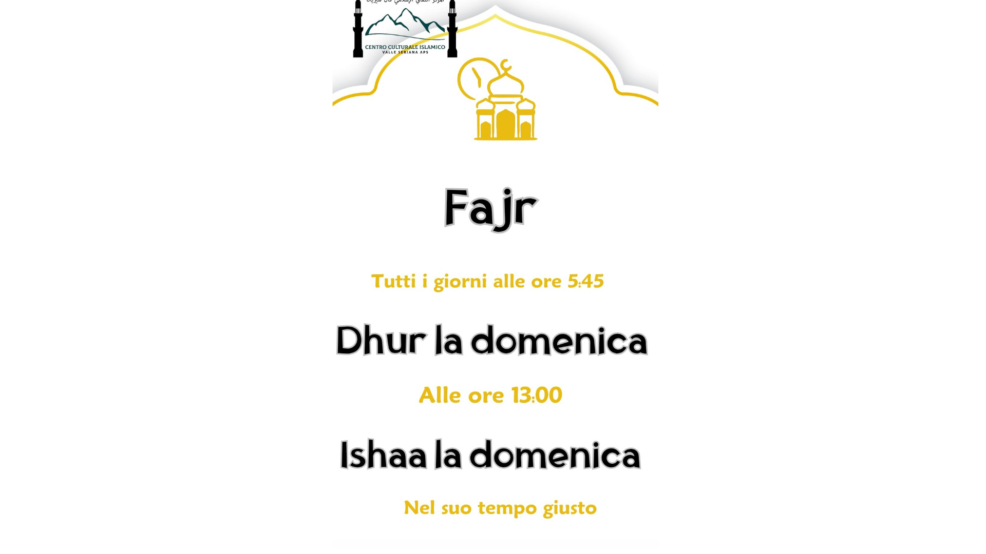 Orario preghiere