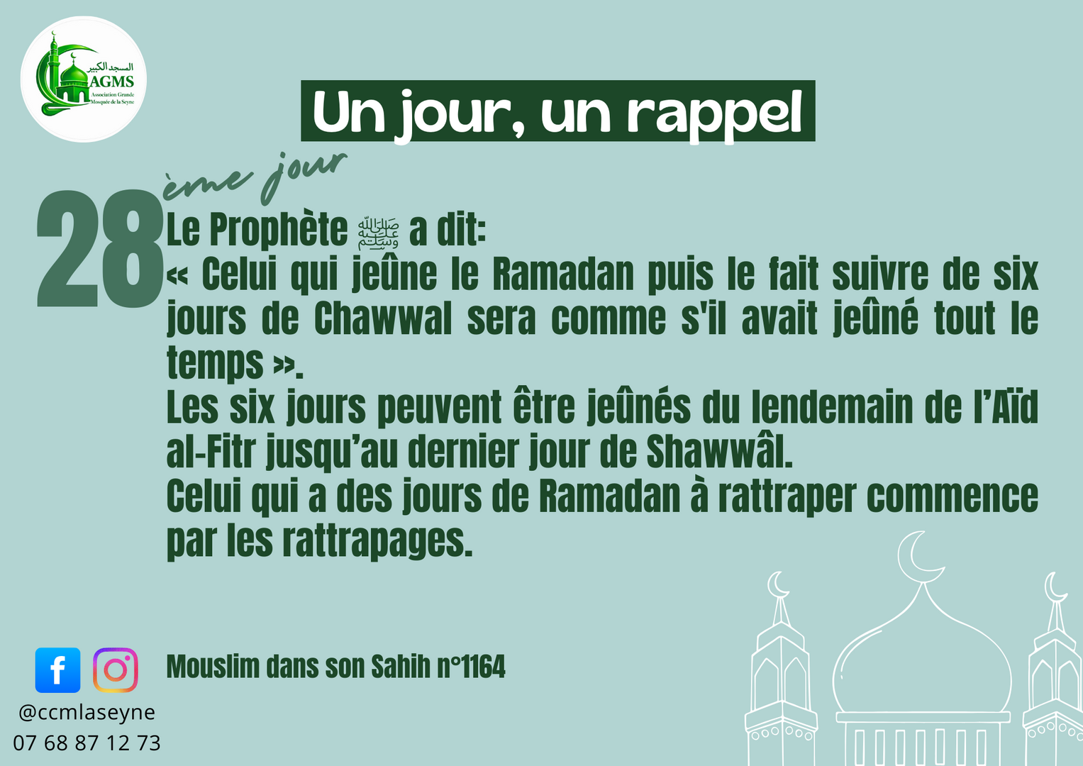 Jours 28 : un jour, un rappel