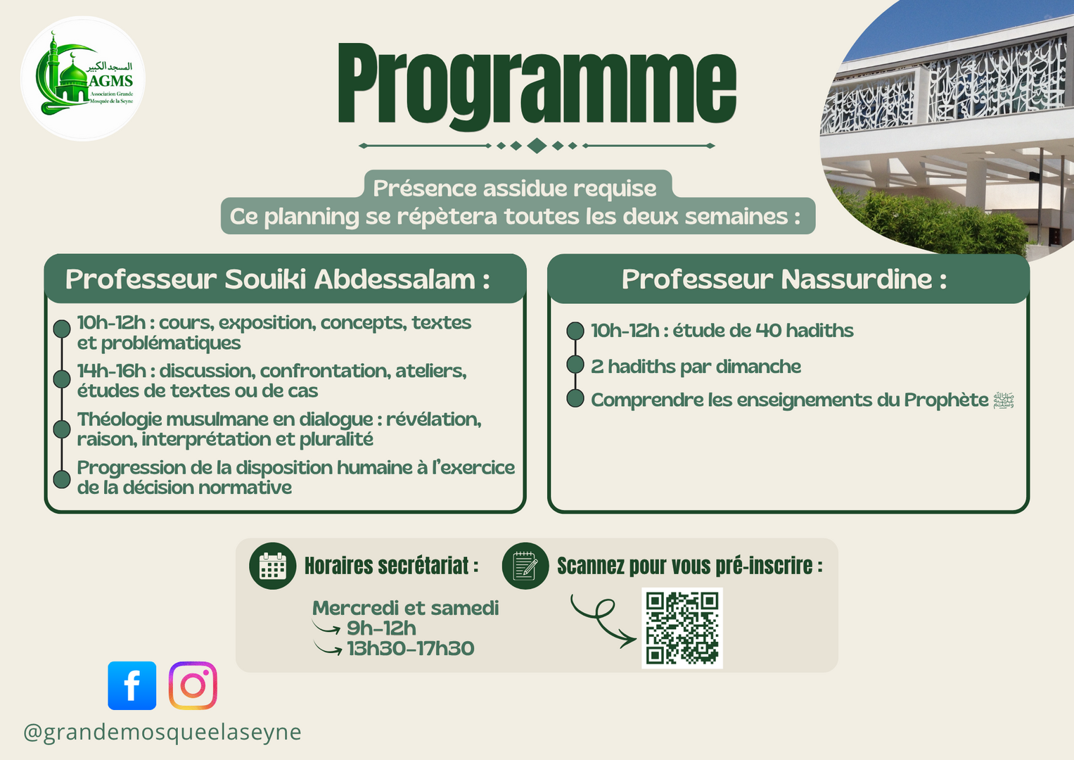 Programme cours adultes