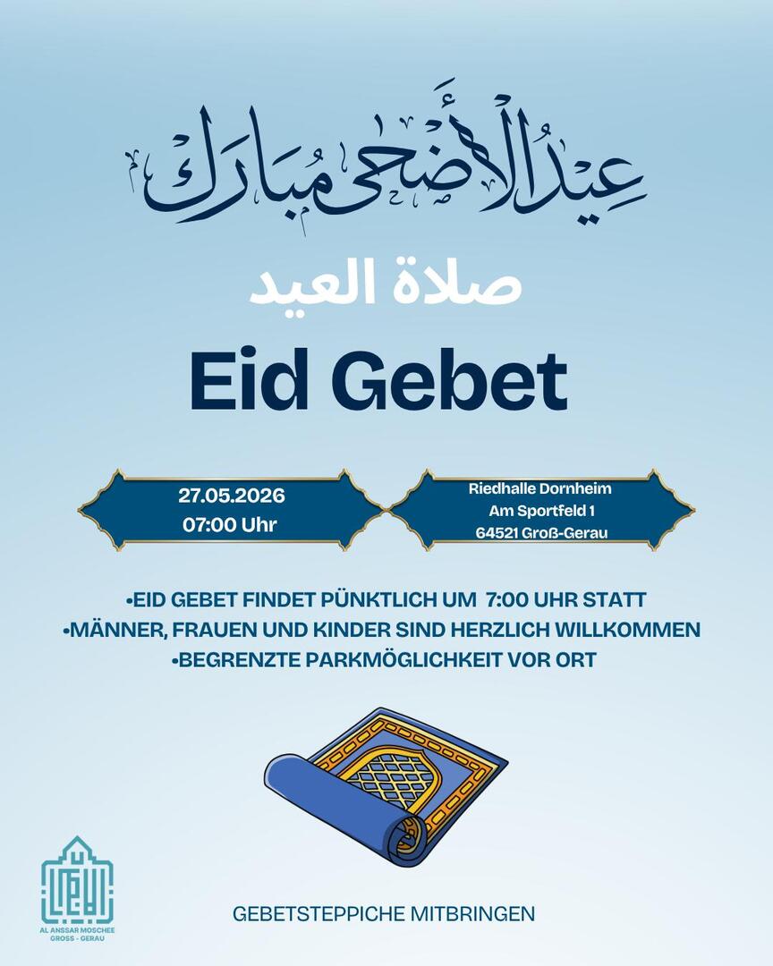 EID GEBET 27.05. um 7 Uhr in RIEDHALLE