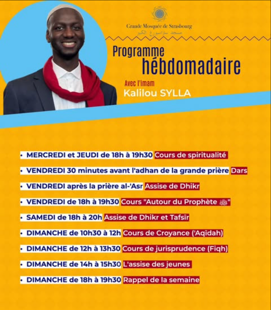 Programme hebdomadaire des cours