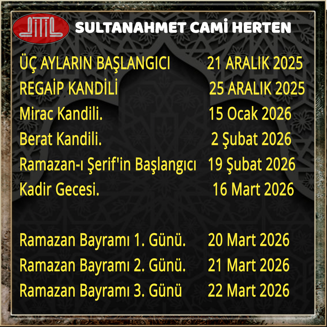 Dini Günler 2025-2026